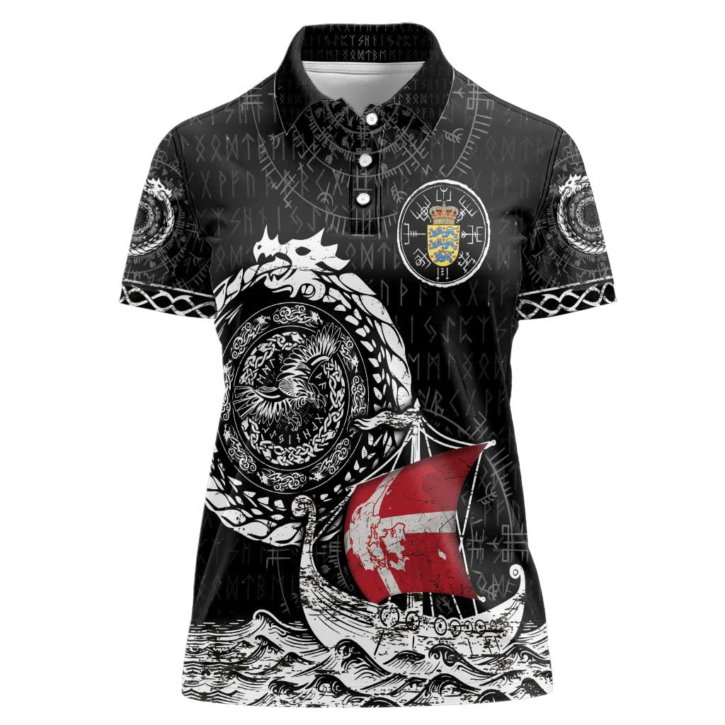 Personalized Viking Denmark Women Polo Shirt Danish Viking Ship