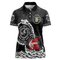 Personalized Viking Denmark Women Polo Shirt Danish Viking Ship