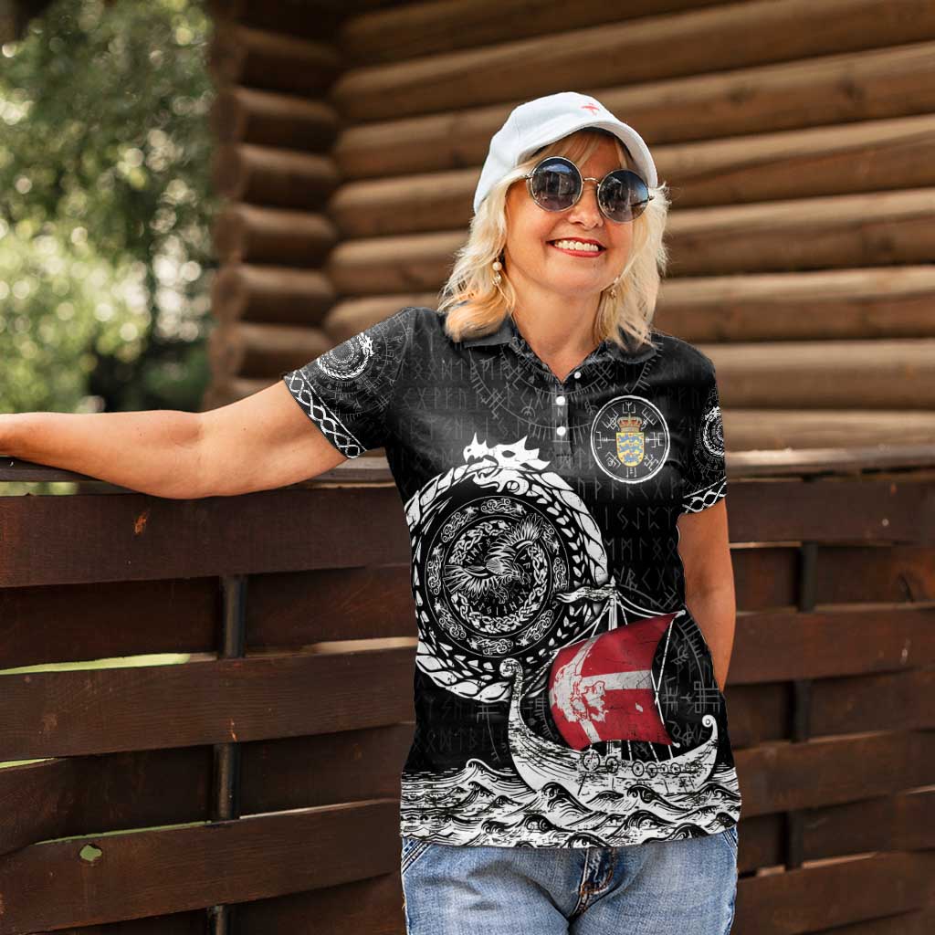 Personalized Viking Denmark Women Polo Shirt Danish Viking Ship