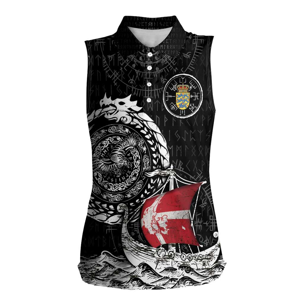 Personalized Viking Denmark Women Sleeveless Polo Shirt Danish Viking Ship