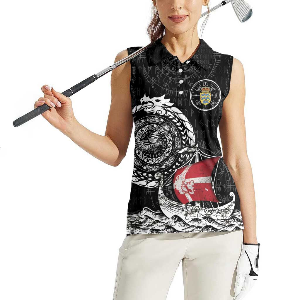 Personalized Viking Denmark Women Sleeveless Polo Shirt Danish Viking Ship