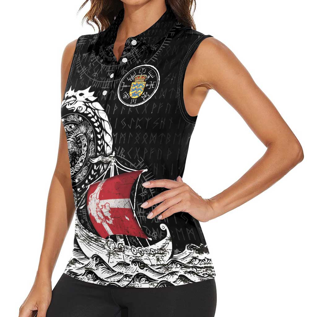 Personalized Viking Denmark Women Sleeveless Polo Shirt Danish Viking Ship