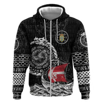 Personalized Viking Denmark Zip Hoodie Danish Viking Ship
