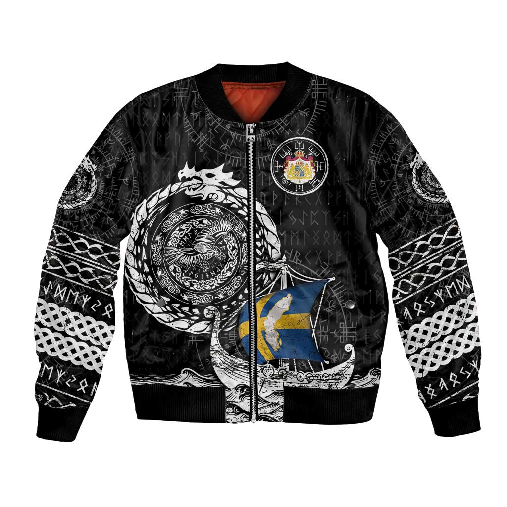 Personalized Viking Sweden Bomber Jacket Swedish Viking Ship