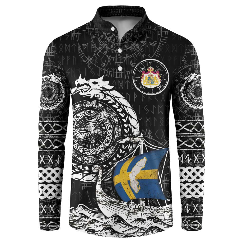 Personalized Viking Sweden Button Sweatshirt Swedish Viking Ship