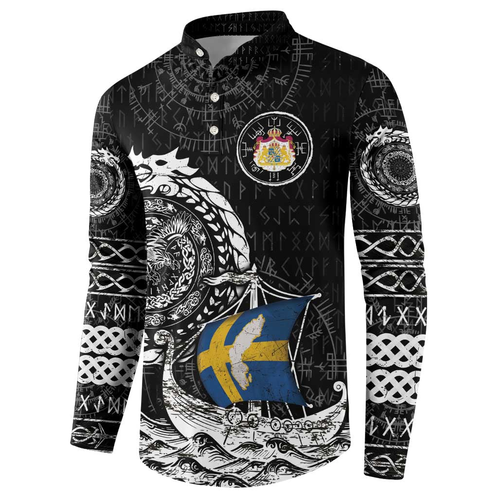 Personalized Viking Sweden Button Sweatshirt Swedish Viking Ship