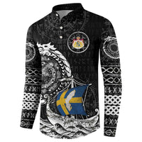 Personalized Viking Sweden Button Sweatshirt Swedish Viking Ship