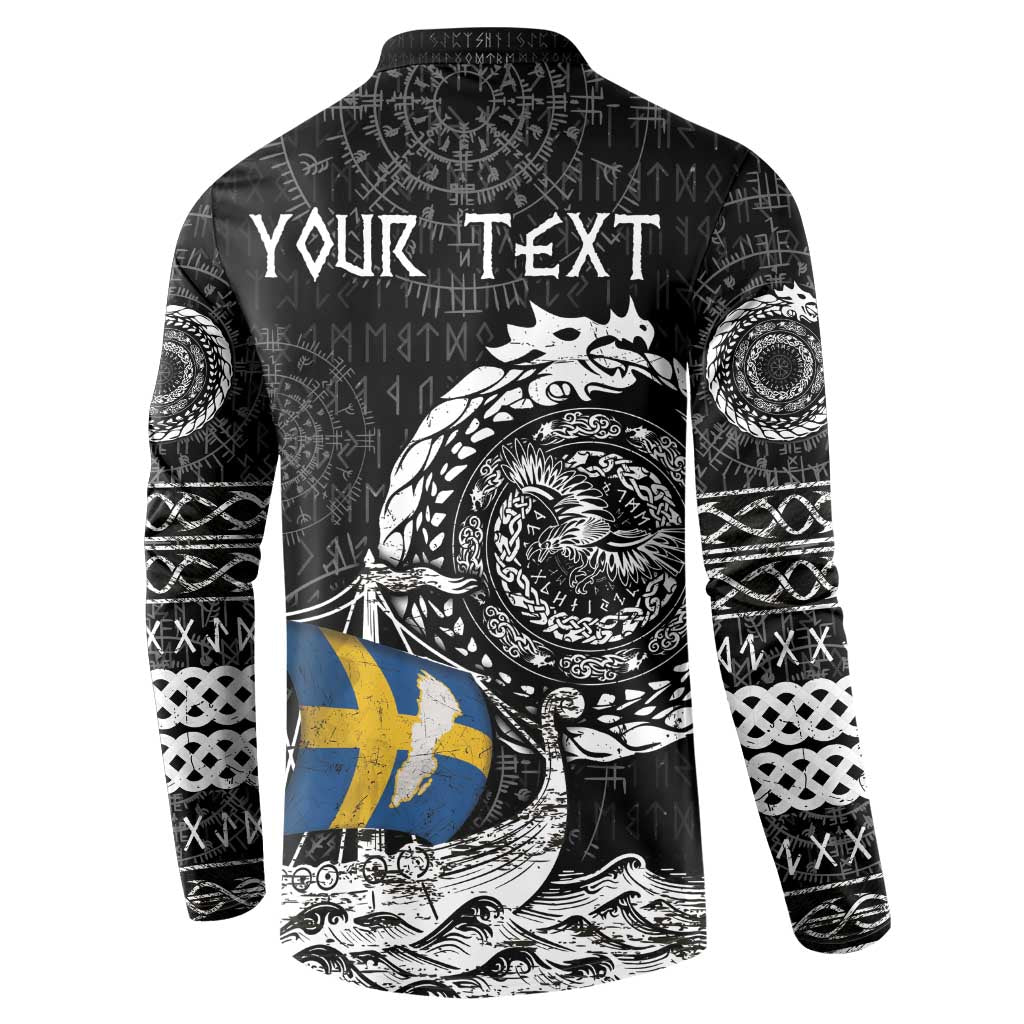 Personalized Viking Sweden Button Sweatshirt Swedish Viking Ship