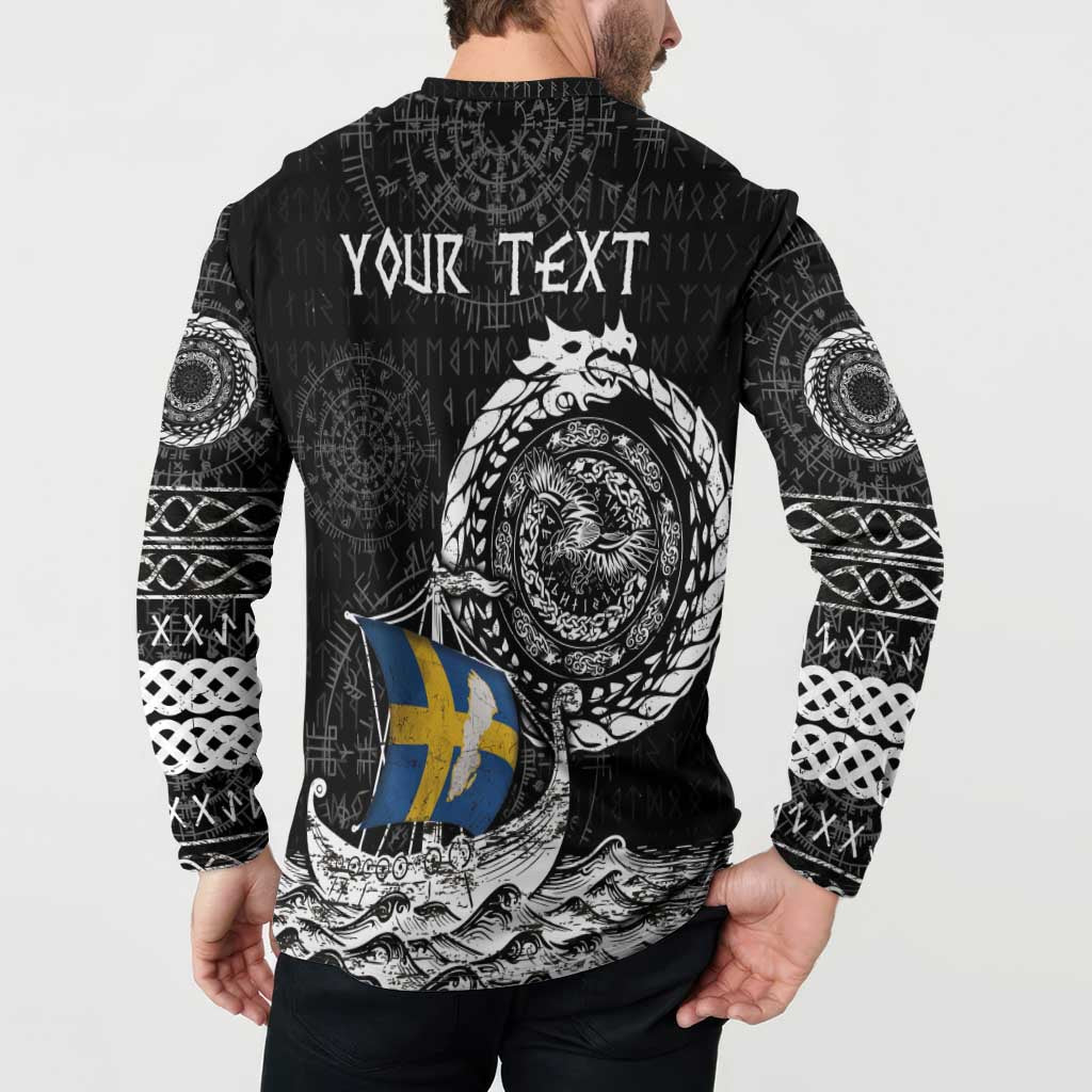 Personalized Viking Sweden Button Sweatshirt Swedish Viking Ship