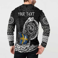 Personalized Viking Sweden Button Sweatshirt Swedish Viking Ship