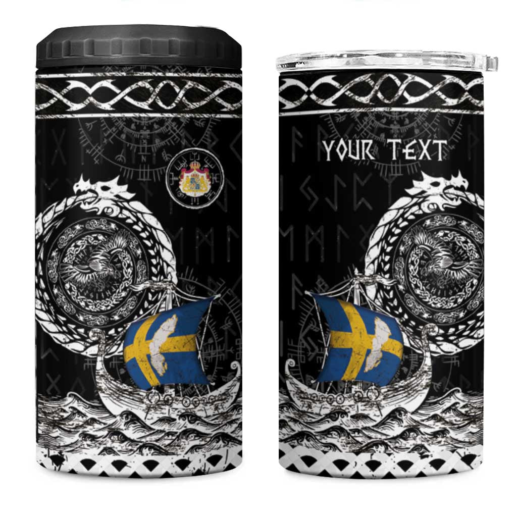 Personalized Viking Sweden 4 in 1 Can Cooler Tumbler Swedish Viking Ship
