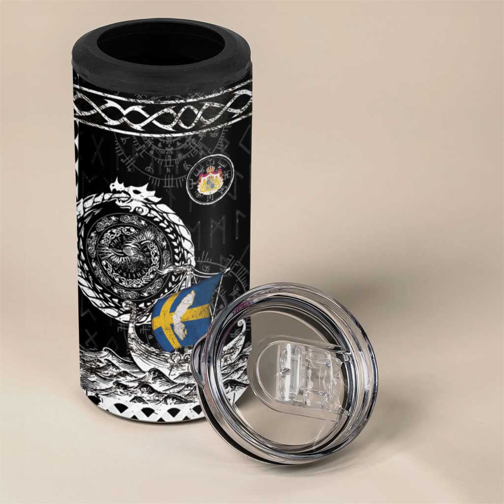 Personalized Viking Sweden 4 in 1 Can Cooler Tumbler Swedish Viking Ship