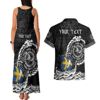 Personalized Viking Sweden Couples Matching Tank Maxi Dress and Hawaiian Shirt Swedish Viking Ship