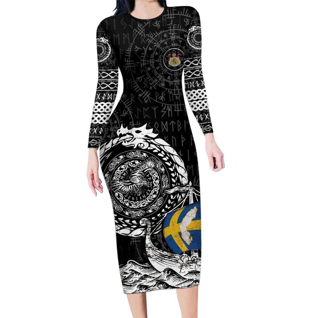 Personalized Viking Sweden Family Matching Long Sleeve Bodycon Dress and Hawaiian Shirt Swedish Viking Ship