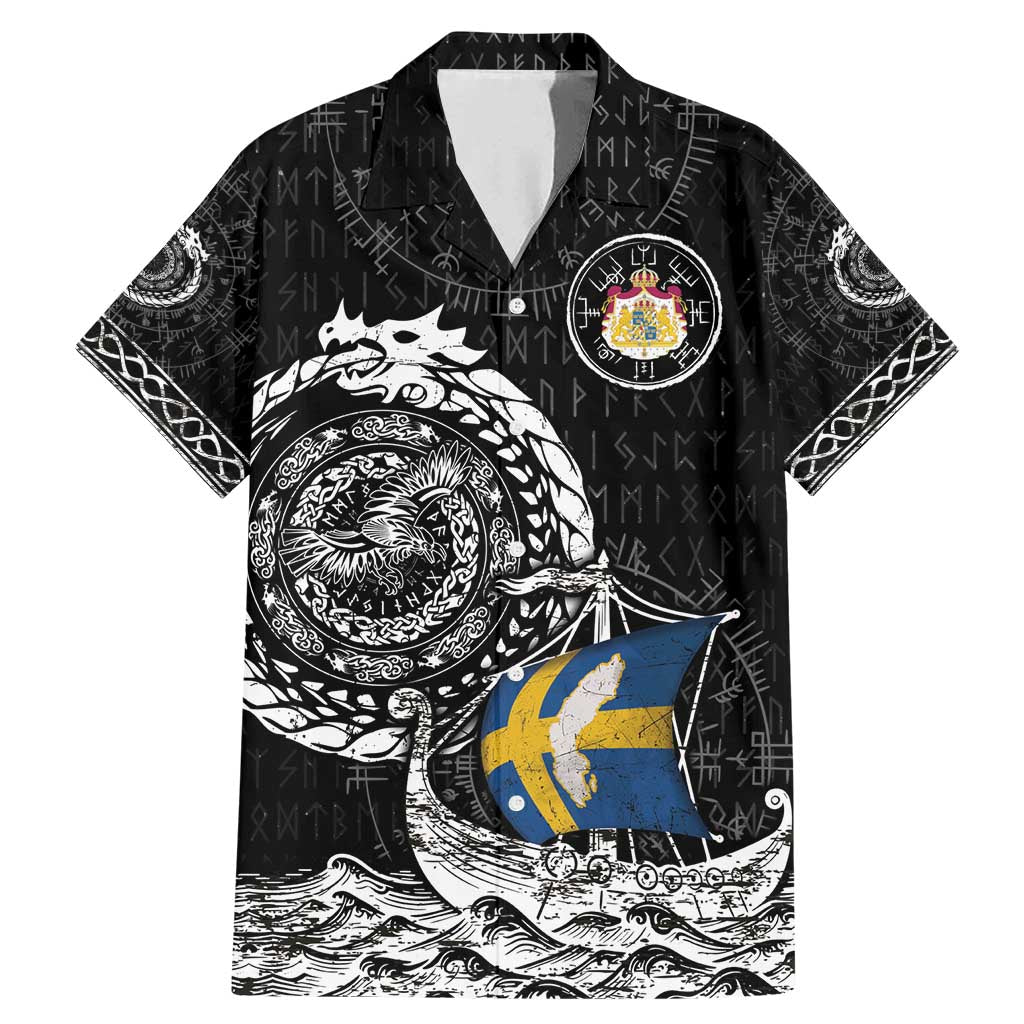 Personalized Viking Sweden Family Matching Mermaid Dress and Hawaiian Shirt Swedish Viking Ship