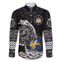 Personalized Viking Sweden Family Matching Off The Shoulder Long Sleeve Dress and Hawaiian Shirt Swedish Viking Ship