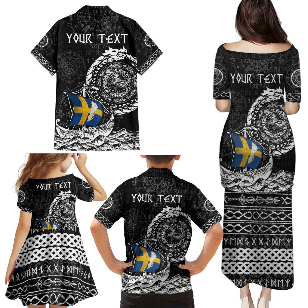 Personalized Viking Sweden Family Matching Puletasi and Hawaiian Shirt Swedish Viking Ship