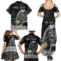 Personalized Viking Sweden Family Matching Summer Maxi Dress and Hawaiian Shirt Swedish Viking Ship