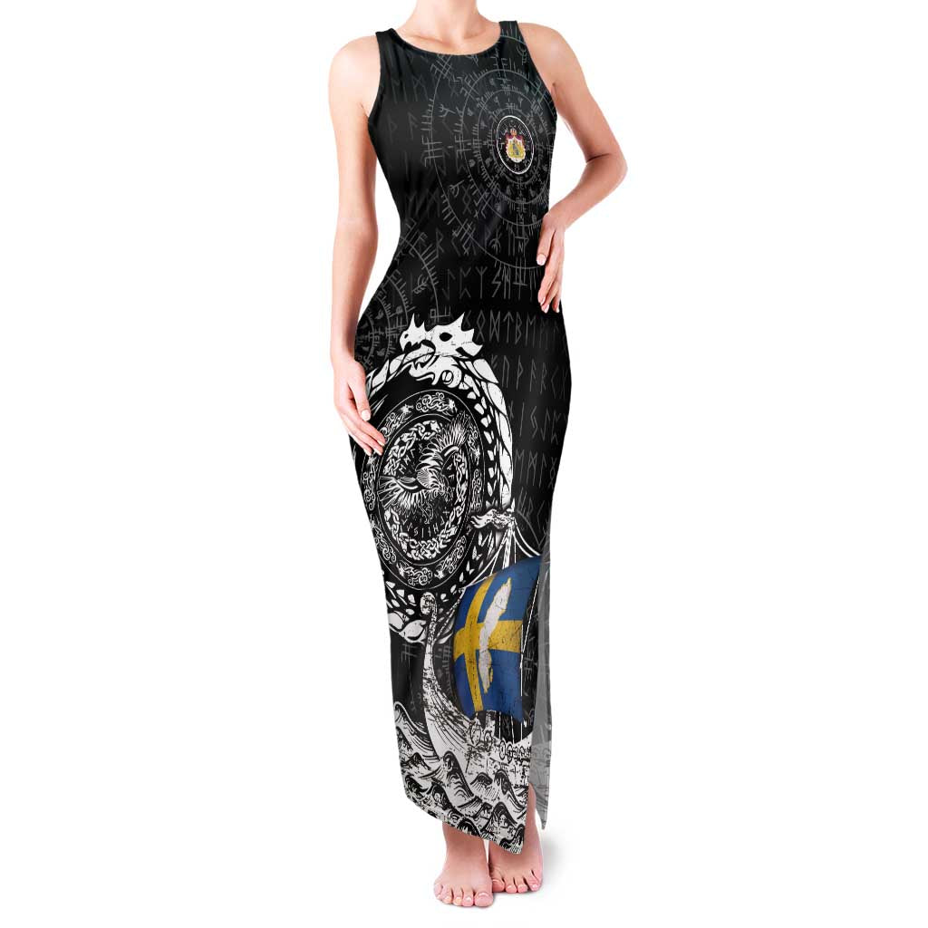 Personalized Viking Sweden Family Matching Tank Maxi Dress and Hawaiian Shirt Swedish Viking Ship