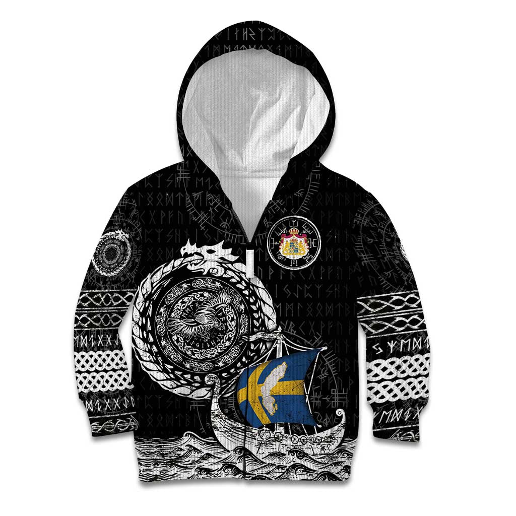 Personalized Viking Sweden Kid Hoodie Swedish Viking Ship