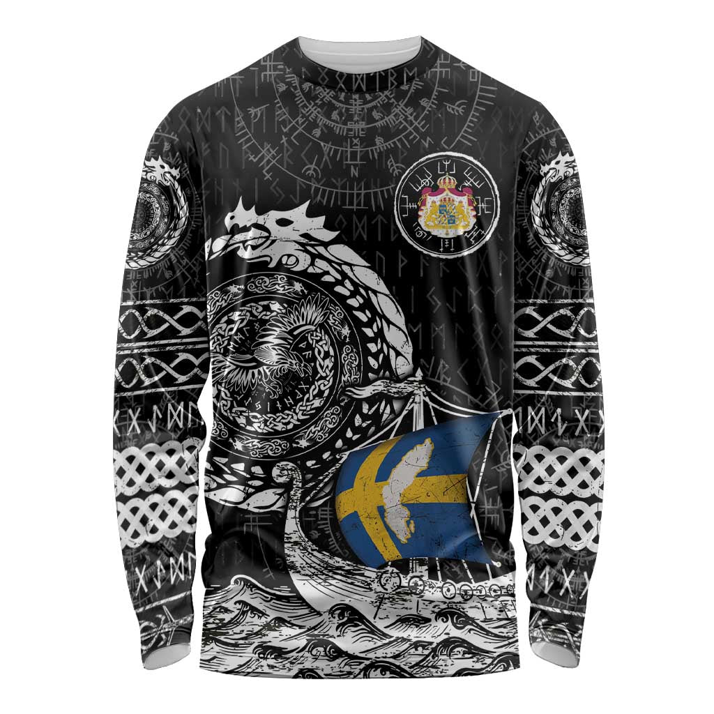 Personalized Viking Sweden Long Sleeve Shirt Swedish Viking Ship