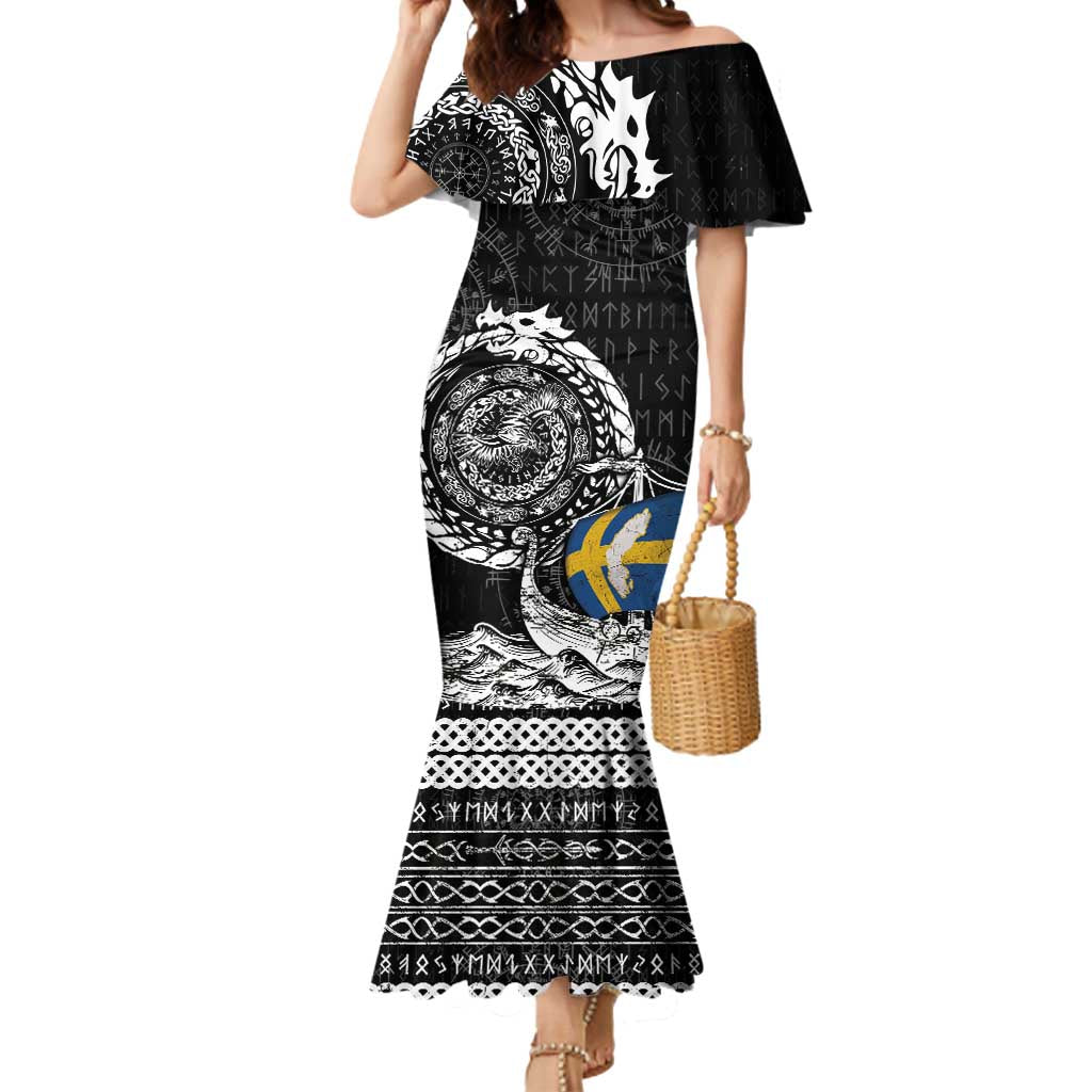 Personalized Viking Sweden Mermaid Dress Swedish Viking Ship