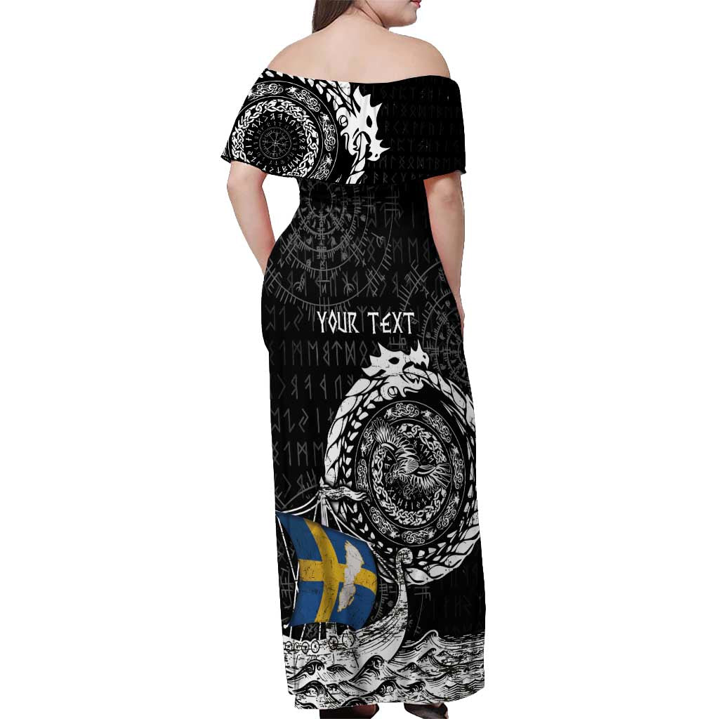 Personalized Viking Sweden Off Shoulder Maxi Dress Swedish Viking Ship