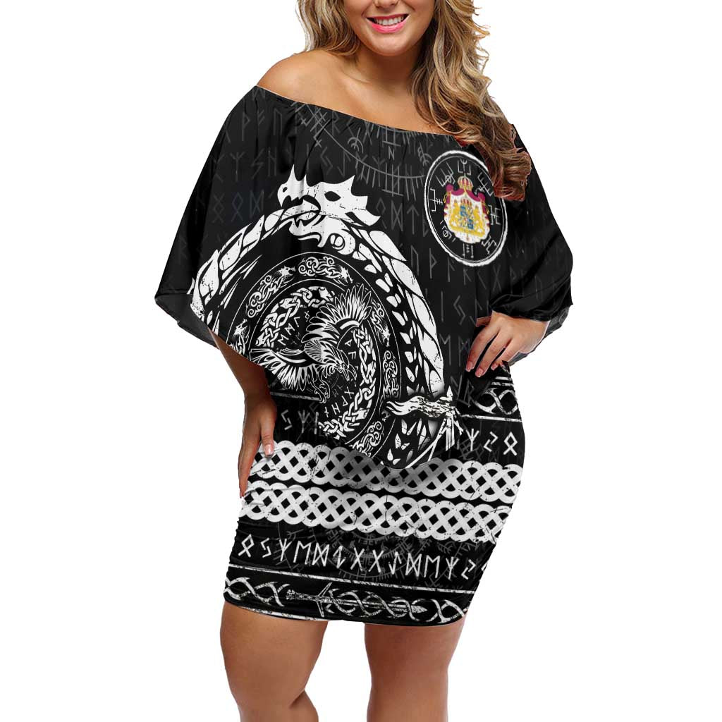 Personalized Viking Sweden Off Shoulder Short Dress Swedish Viking Ship