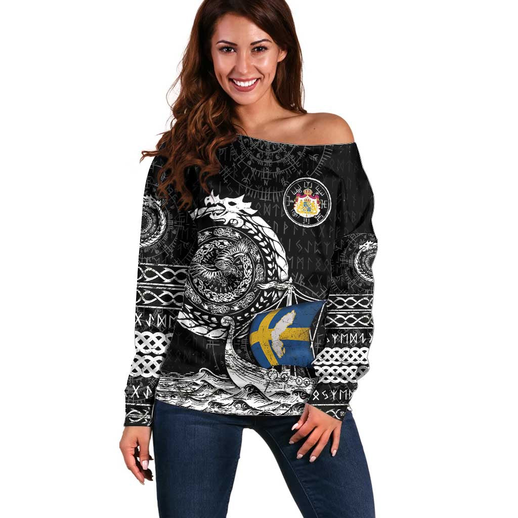 Personalized Viking Sweden Off Shoulder Sweater Swedish Viking Ship