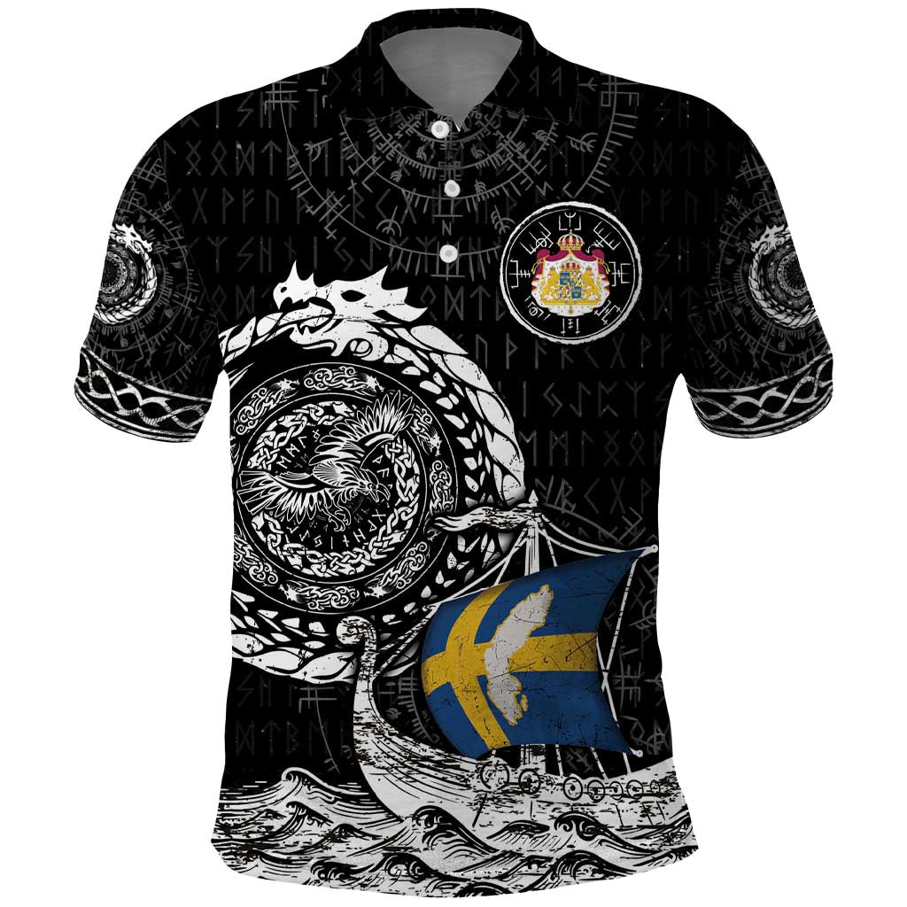 Personalized Viking Sweden Polo Shirt Swedish Viking Ship