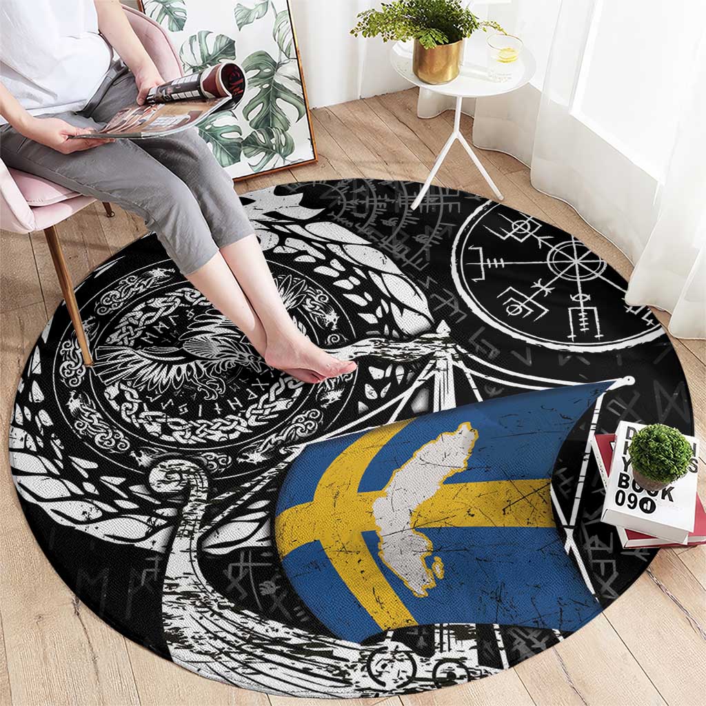 Viking Sweden Round Carpet Swedish Viking Ship