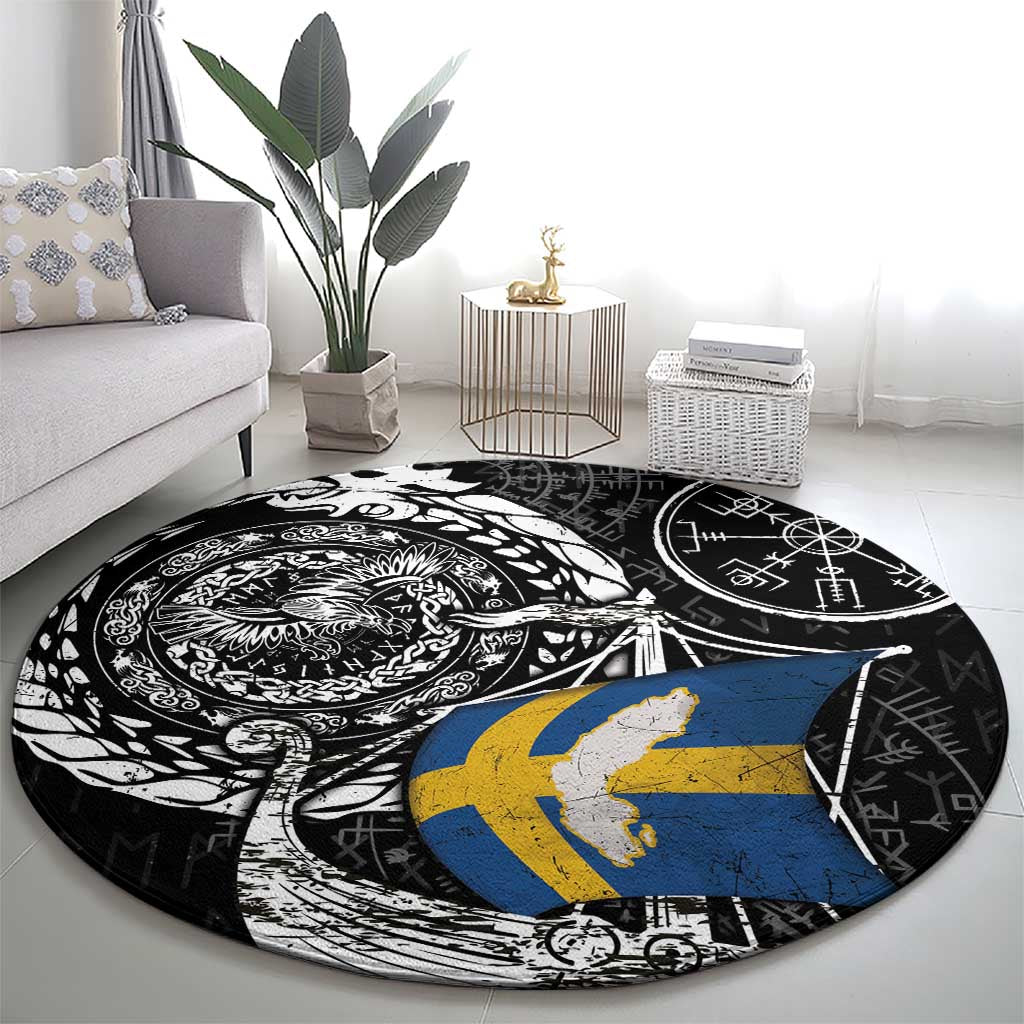 Viking Sweden Round Carpet Swedish Viking Ship
