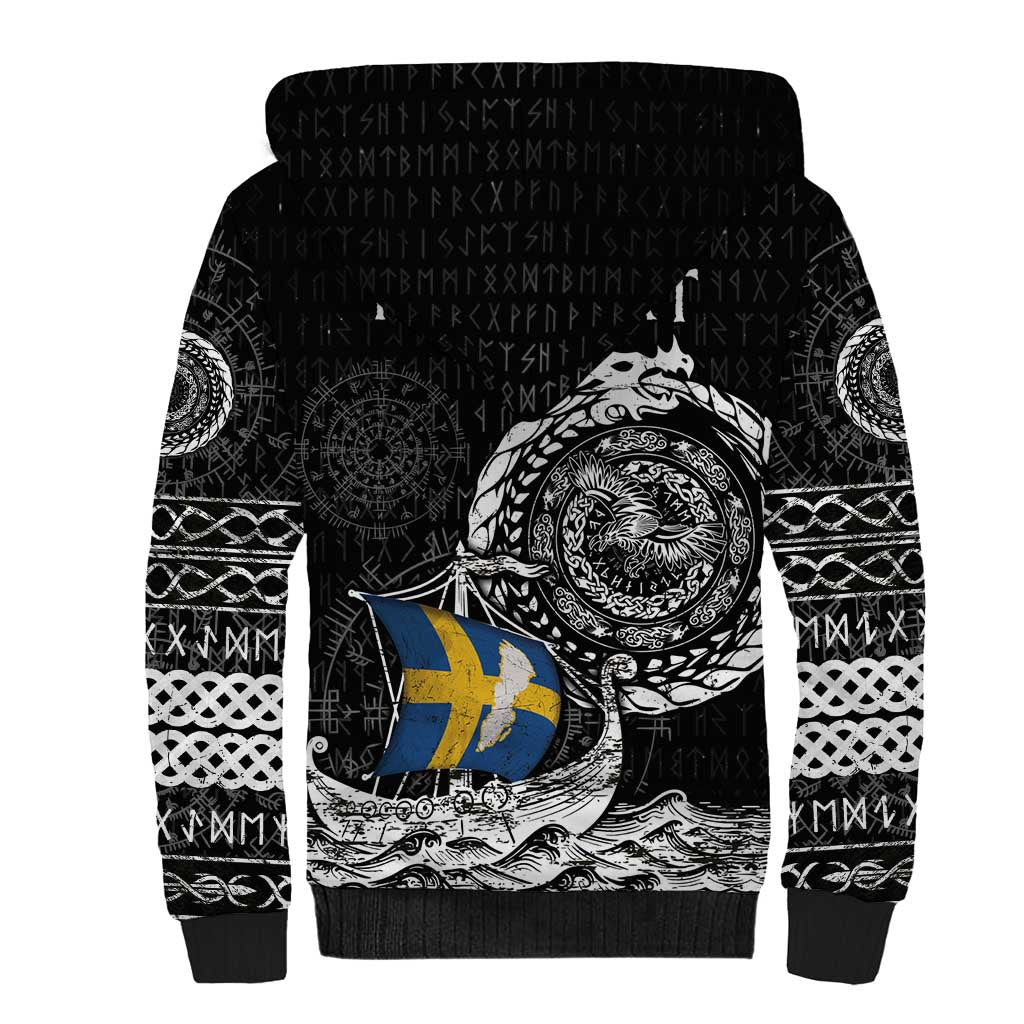 Personalized Viking Sweden Sherpa Hoodie Swedish Viking Ship