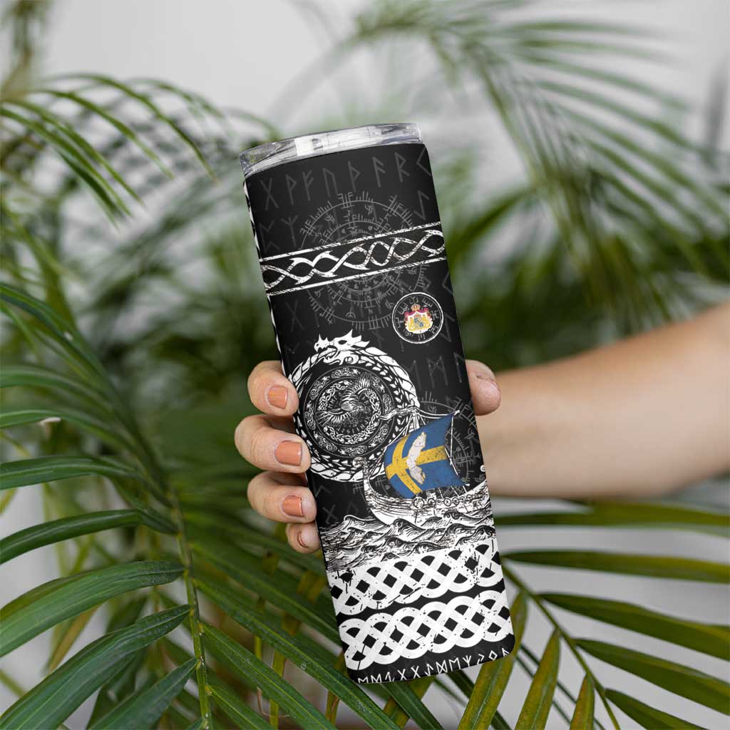 Personalized Viking Sweden Skinny Tumbler Swedish Viking Ship