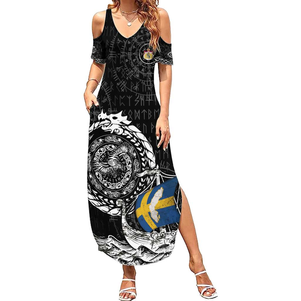 Personalized Viking Sweden Summer Maxi Dress Swedish Viking Ship
