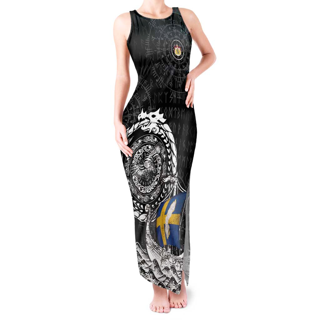 Personalized Viking Sweden Tank Maxi Dress Swedish Viking Ship