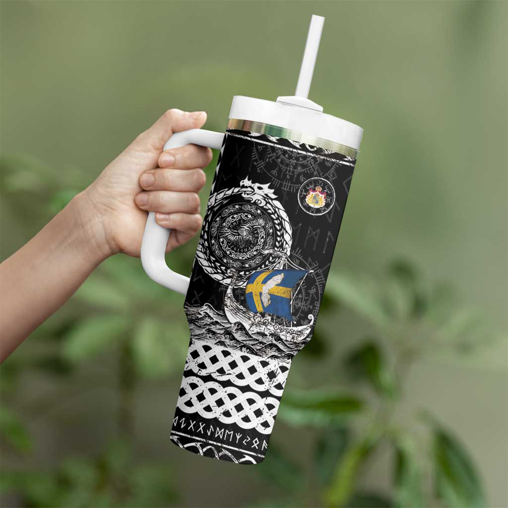 Personalized Viking Sweden Tumbler With Handle Swedish Viking Ship