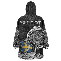 Personalized Viking Sweden Wearable Blanket Hoodie Swedish Viking Ship