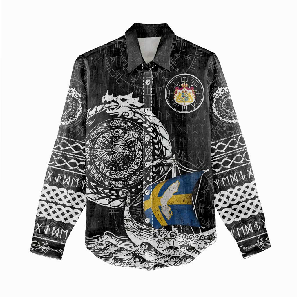 Personalized Viking Sweden Women Casual Shirt Swedish Viking Ship