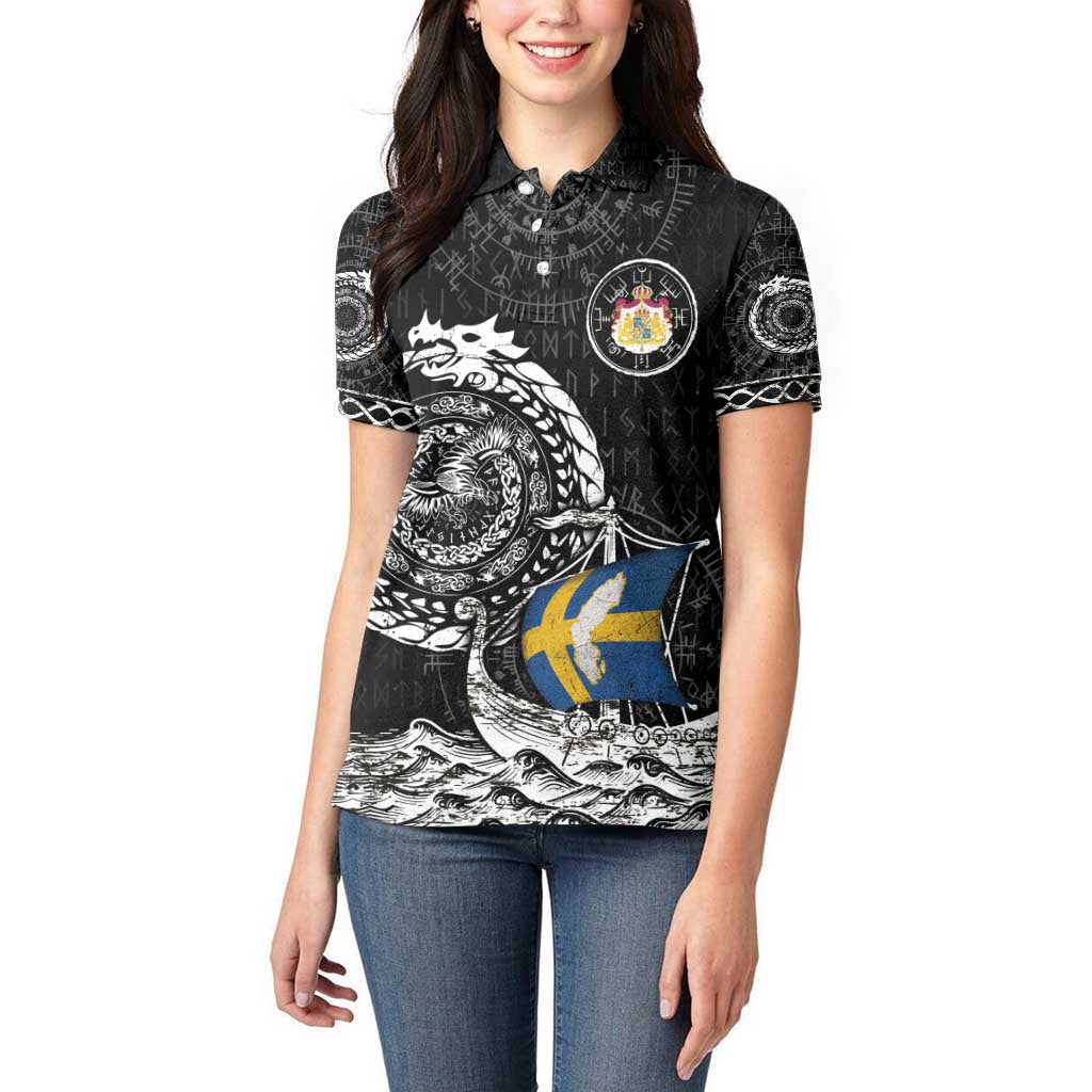 Personalized Viking Sweden Women Polo Shirt Swedish Viking Ship