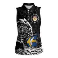 Personalized Viking Sweden Women Sleeveless Polo Shirt Swedish Viking Ship