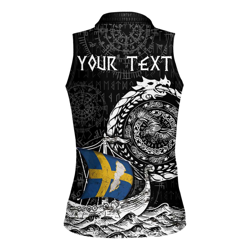 Personalized Viking Sweden Women Sleeveless Polo Shirt Swedish Viking Ship
