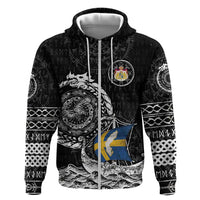 Personalized Viking Sweden Zip Hoodie Swedish Viking Ship