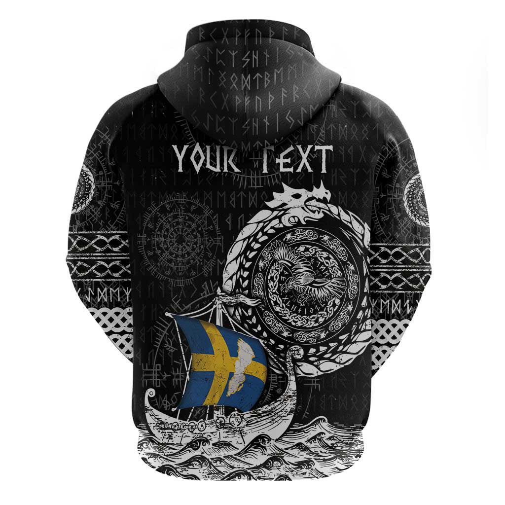 Personalized Viking Sweden Zip Hoodie Swedish Viking Ship