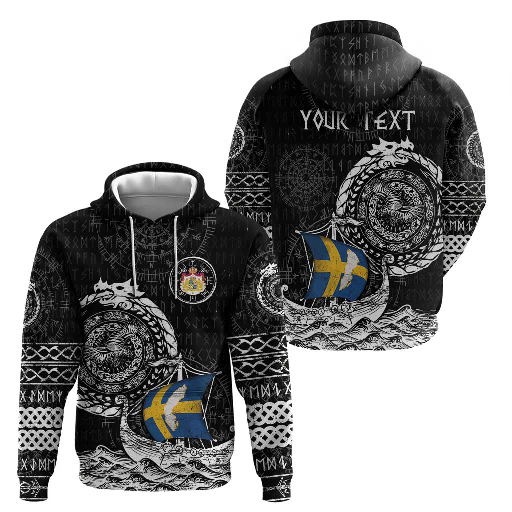 Personalized Viking Sweden Zip Hoodie Swedish Viking Ship