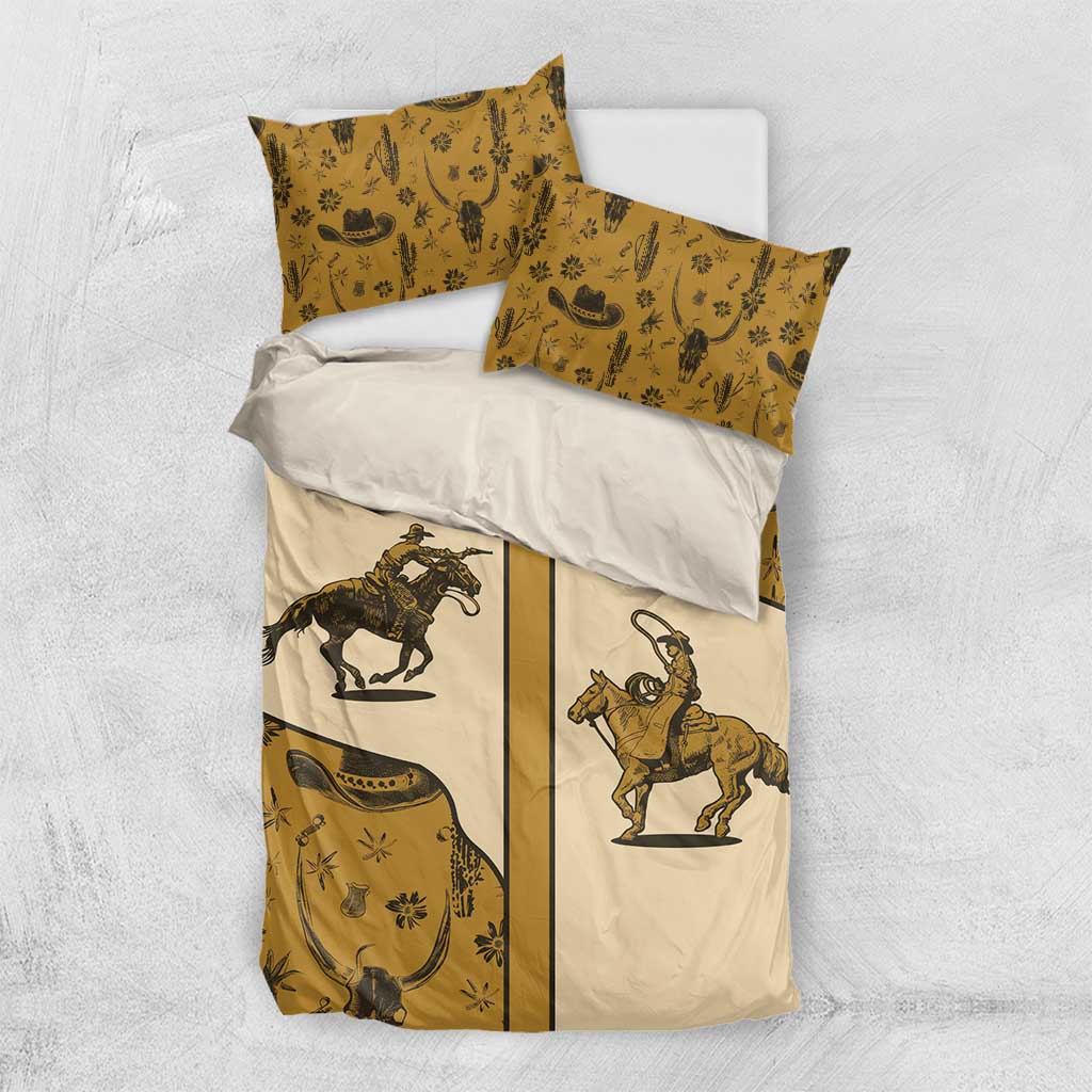 Cowboy Bedding Set Horse Riding Retro Western Yoke Beige - Wonder Print Shop
