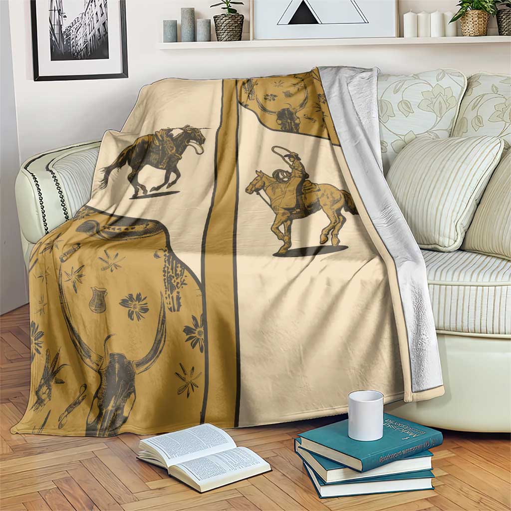 Cowboy Blanket Horse Riding Retro Western Yoke Beige - Wonder Print Shop