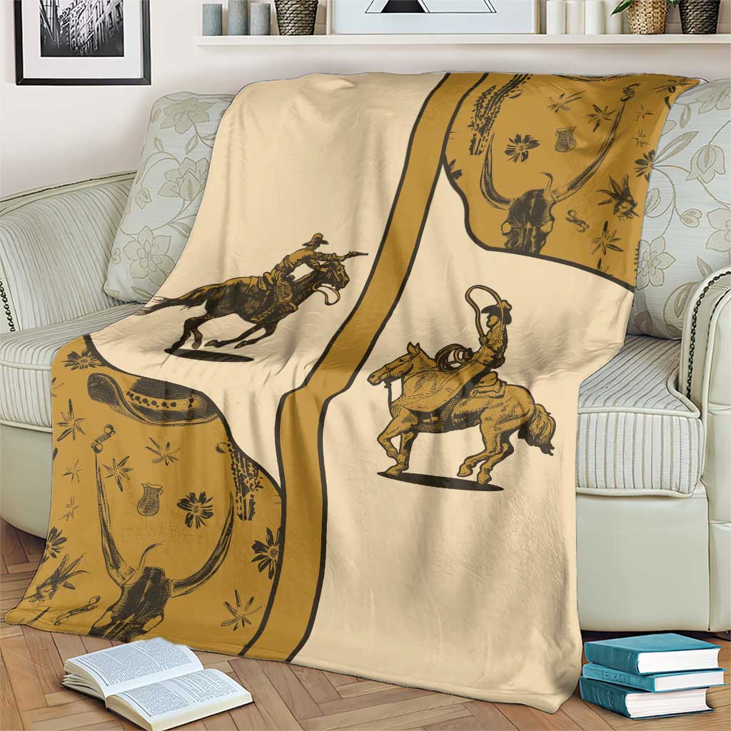 Cowboy Blanket Horse Riding Retro Western Yoke Beige - Wonder Print Shop