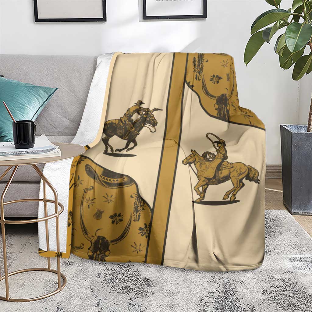 Cowboy Blanket Horse Riding Retro Western Yoke Beige - Wonder Print Shop