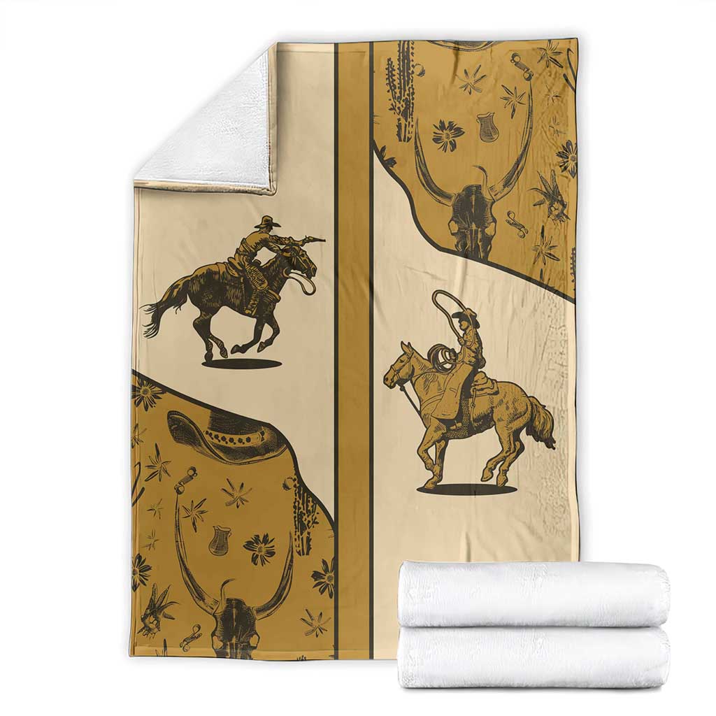 Cowboy Blanket Horse Riding Retro Western Yoke Beige - Wonder Print Shop